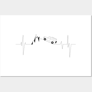 Land Rover Heart Beat Mountain 4x4 Black Posters and Art